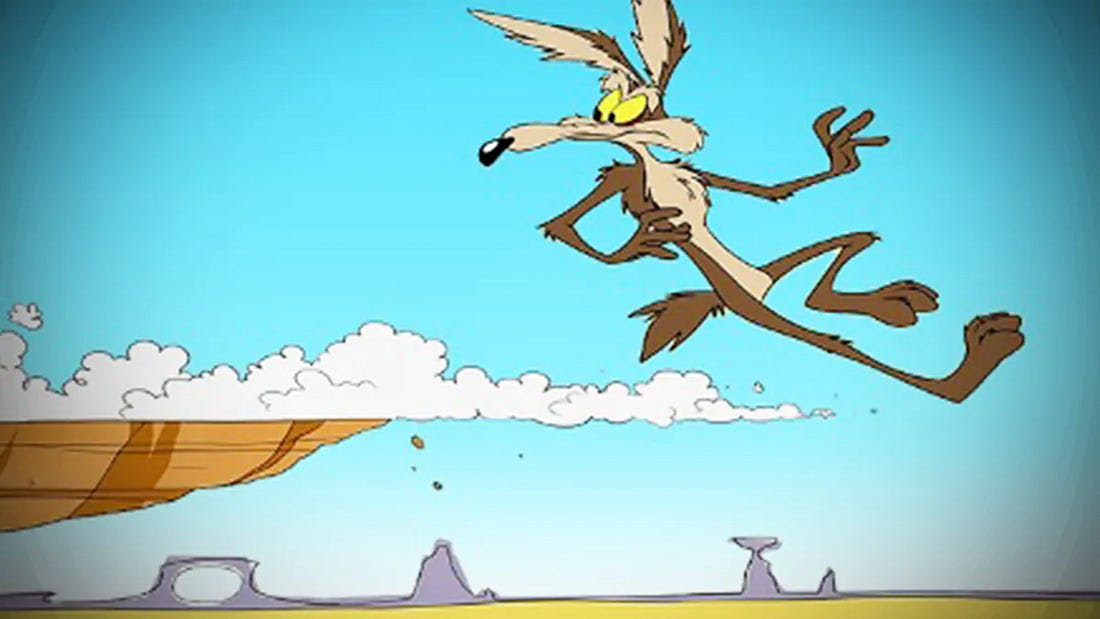 Figure 5: Wile E. Coyote runs off a cliff