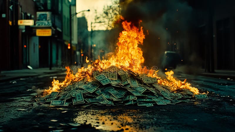 Figure 6: Burning a pile of money