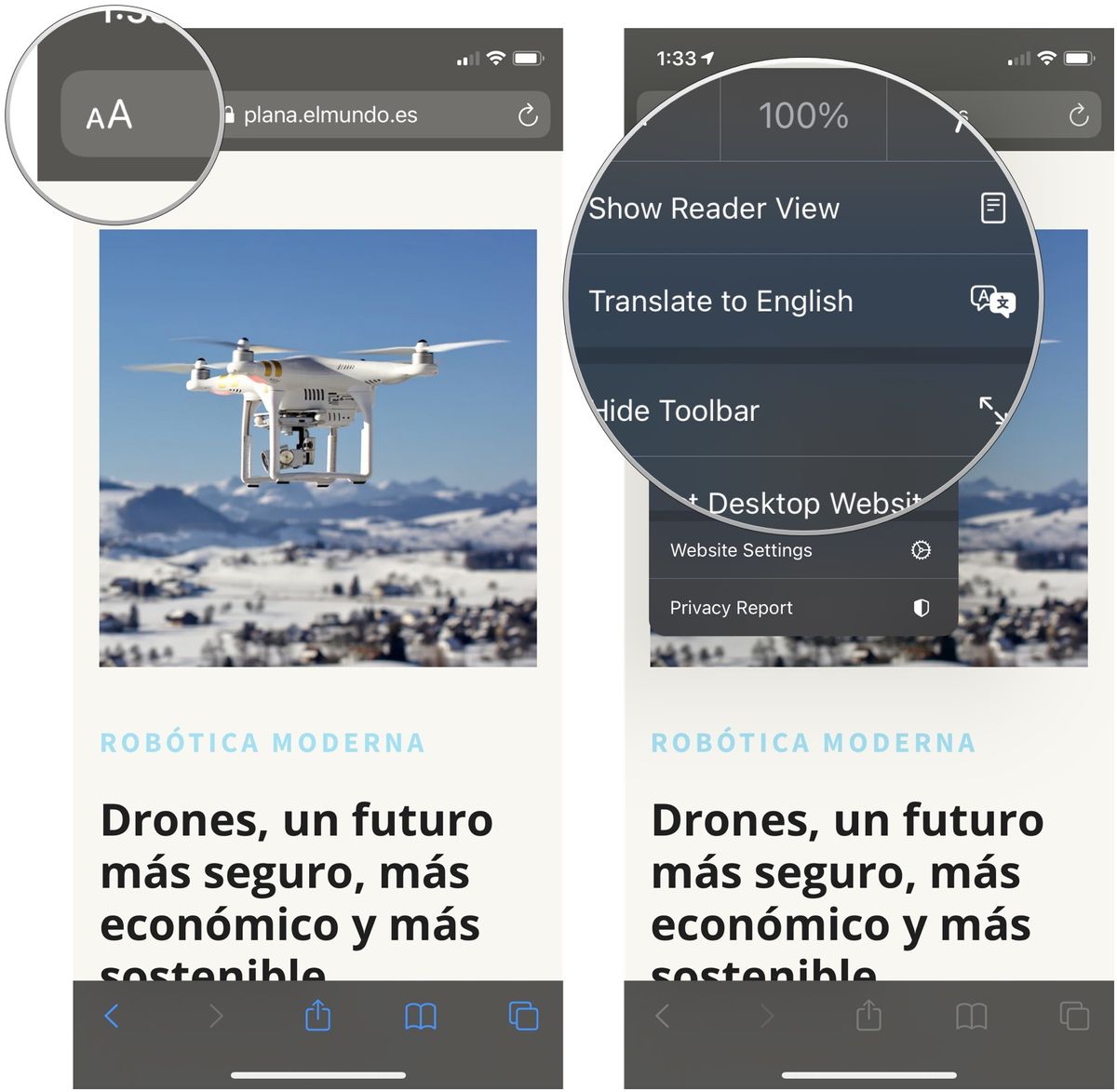 Figure 1: Vertalen op iPhone